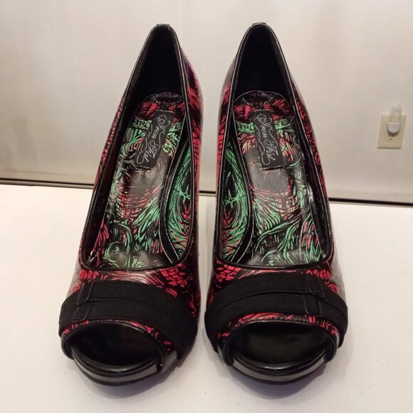 NEW Iron Fist “Santeria” Peep Toes size 9 High Heels Stilettos Black Pink Shoes - Picture 5 of 9